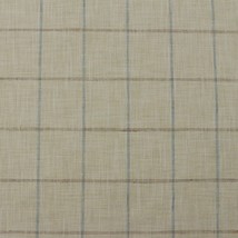 Ballard Designs Albany Sand French Blue Windowpane Multiuse Fabric By Yard 54&quot;W - $24.99