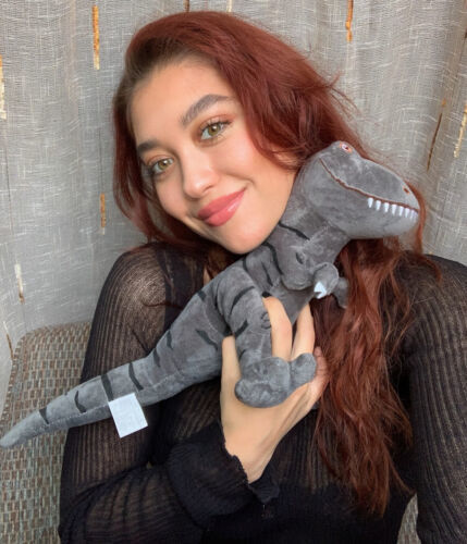 Plush Gray Dinosaur Toy – Stuffed Dino for Kids 18"x9" – Soft Animal Gift Y22 Item image 3