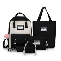 5 Pcs Sets Canvas School Bags For Teenage Girls Women New Trend Female Backpack  - £117.17 GBP
