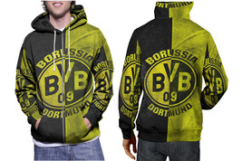 Borussia Dortmund Soccer Team White Men&#39;s Pullover Cotton Hoodie - £27.96 GBP