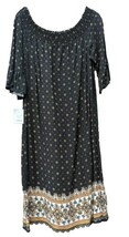 RYAN MICHELLE BLACK LONG FLORAL RUFFLE DRESS SHORT SLEEVE ELASTIC NECK L... - $17.33