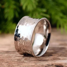 925 Sterling Silver, Solid Silver, Band Ring, Unisex, Concave Hammer Band - $17.63+