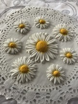 One dozen fondant daisies flowers . Weddings, Bridal, Birthday cake topper - £2.41 GBP+