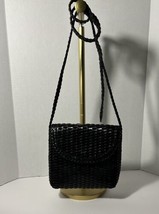 Vintage CEM 1980’s  Genuine Leather Basket Weave Crossbody Purse Black - £30.40 GBP