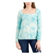 Fever Womens S Aqua Ribbed Tie Dye Long Sleeve Square Neck Top NWT BR18 - £7.85 GBP