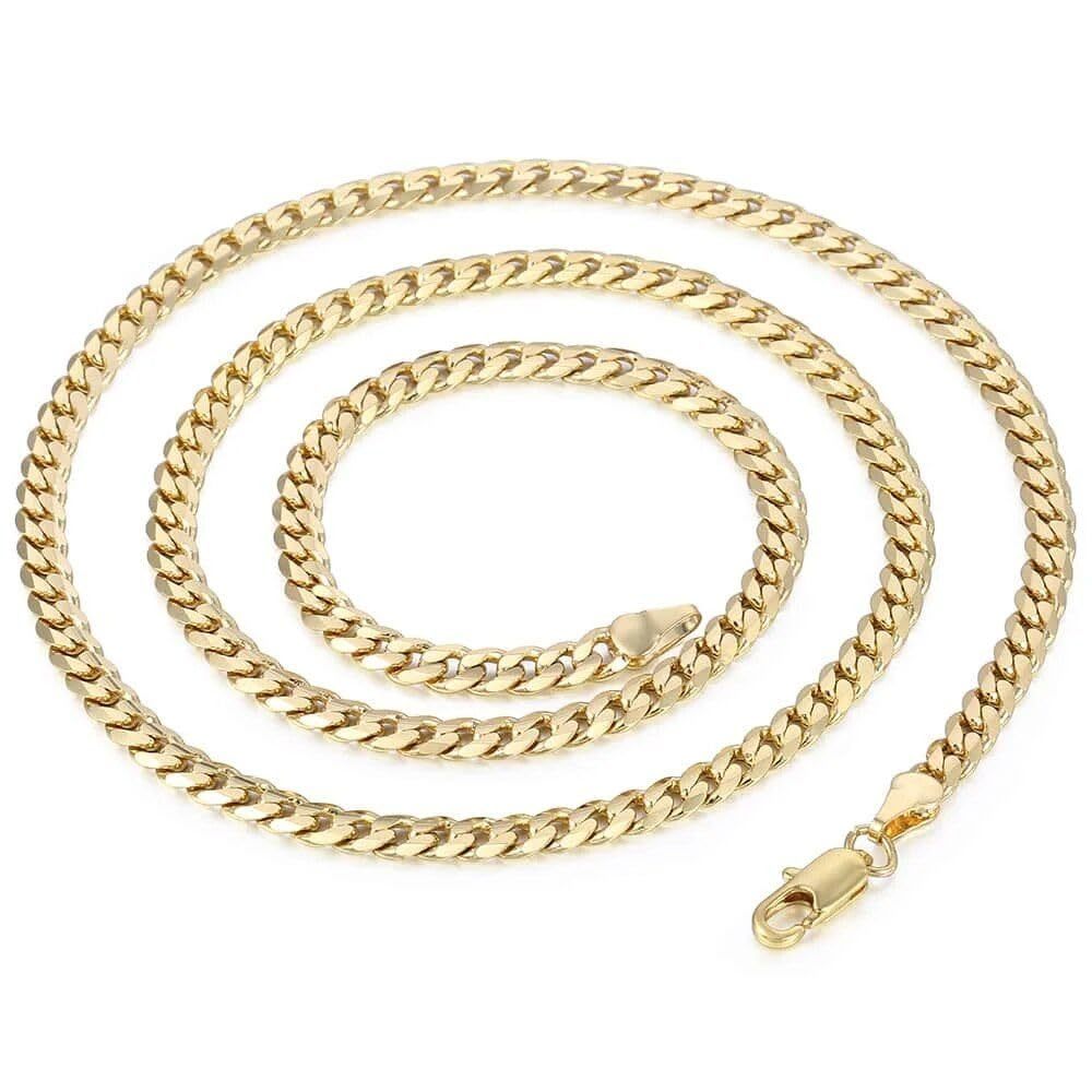 gold cuban link chain necklace for men 24 inch - £19.39 GBP
