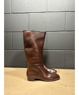 Vintage Brown Leather Square Toe Tall Rain Boots Women’s Sz 9 Made In USA - £47.37 GBP