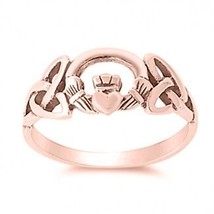 Claddagh Anello Fidanzamento Matrimonio 14K Argento Placcato Oro Rosa Per Lei - £65.80 GBP