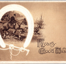 Hearty Good Wishes 1910 Posted Antique Postcard Alma Michigan Horseshoe Western - $13.95