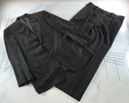 Hickey-Freeman Suit Mens 44L 36x29 Pants Loro Piana 120s Wool Charcoal Pinstripe - £117.15 GBP