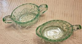VINTAGE VASELINE GLASS CREAM & SUGAR BOWL image 5