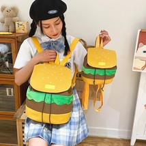 Cute Creative Hamburger Backpack Women Large-capacity Canvas/Plush Drawstring St - £106.42 GBP
