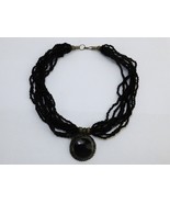 12-Strand Seed Bead Choker w/Black Onyx, Victorian Style, Goth Jewelry, ... - $33.50 CAD