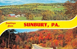 Sunbury Pennsylvania ~ Doppio Immagine Greetings From Grande Lettera Cartolina - £5.70 GBP