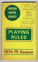 American Bowling Congress Playing Rules Booklet 1974-75 Season - £10.86 GBP
