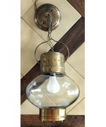 Vtg THOMAS INDUSTRIES Brass Onion Glass Hanging Lantern Electric Light F... - $48.90