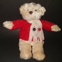 2 Hallmark Jingle Bells Teddy Bear Plush Lot Christmas Music Red Sweater Scarf - £15.42 GBP