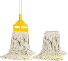 Mop Industrial Cotton Mop with Extra Replacement Mop Head Looped End Hea... - £45.51 GBP