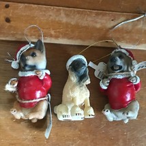 Vintage Lot of 3 Resin Labrador Corgi Poodle Dogs w Santa Claus Hats Christmas - £8.15 GBP