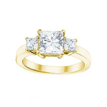 0.70CT Womens Unique Square Princess Brilliant Moissanite 14K YG Engagement Ring - £467.67 GBP