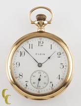 Elgin Open-Face 14k Yellow Gold Antique Pocket Watch Gr 364 12S 15J 1910 - £759.66 GBP