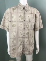 Men&#39;s S/S Columbia Sportswear River Lodge Fishing Print Button Front Shirt  - £19.66 GBP