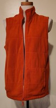 Mens Lands&#39; End Orange Thick Fleece Sweater Hunting Vest Size Large Pock... - $23.76