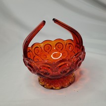 Vintage Moon and Stars Amberina Candy Nut Trinket Basket w/ Split Handle Labeled - £23.79 GBP