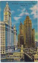 Illinoia Postcard Chicago Wrigley Building &amp; Tribune Tower - £2.32 GBP
