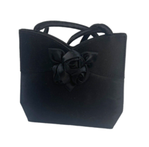Sasha Black Hard Shell Evening Bag Snap Closure Purse W/ Roses Flower On Front - £11.95 GBP