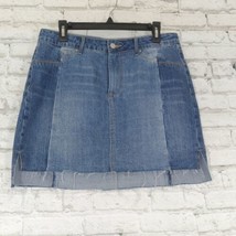 Gianni Bini Womens Skirt Large Blue Becca Two Tone Jean Denim Mini 90s Y2K - $21.99
