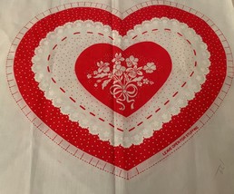 Spring Mills Pattern 7637 Heart Shaped  Fabric Panel  16 Inch Pillow Red White - £9.88 GBP