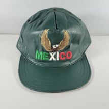Mexico Hat Green SnapBack Trucker Cap Piel Leather Style Hecho En - £12.42 GBP