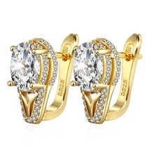 Trendy Geometric Natural Zircon Drop Earrings For Women 585 Rose Gold Wedding Ea - £7.15 GBP