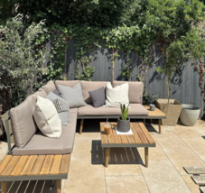 New Outdoor Garden Patio Wooden 4 Piece Lounge Furniture Set Cushions Ta... - £491.77 GBP
