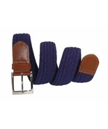 4001 1.5&quot; WIDE NAVY BLUE W/TAN ELASTIC BRAIDED STRETCH GOLF BELT FOR MEN - $16.42 CAD+
