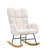 VEVOR Nursery Rocking Chair 250 lbs Capacity Teddy Fabric Glider Rocker ... - $196.99
