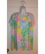 NWT LILLY PULITZER MULTI BRIGHT DELIGHT PATCH SCOOP ETTA TOP XXL - $100.10 CAD