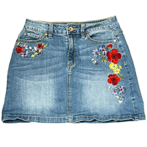 Highline Denim Jean Skirt Size 26 Light Blue Embroidered Flowers Womens ... - £15.79 GBP