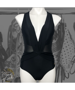 Nicole Miller Womens Black Plunging Neckline One Piece Swimsuit Swimwear... - £56.62 GBP