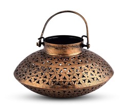 Antique Finished Dhoop Incense Pot Black Golden Chrome Polished  9&quot;x9&quot;x6&quot; Tea Li - £39.77 GBP