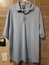 Mens FJ Footjoy Golf Polo Shirt Size XL Striped Blue And White - £15.17 GBP