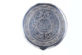 Vintage Mexican Engraved Sterling silver Compact - $123.75