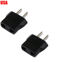 2 X Euro Eu To Us Usa Travel Power Outlet Plug Adapter Converter Round-F... - £11.79 GBP