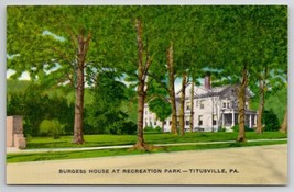 Titusville PA Burgess House at Recreation Park Postcard J29 - £4.68 GBP