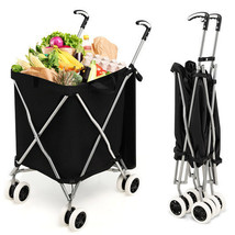 Folding Shopping Utility Cart with Water-Resistant Removable Canvas Bag-... - £115.31 GBP
