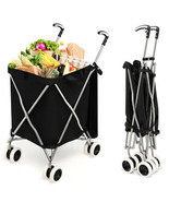 Folding Shopping Utility Cart with Water-Resistant Removable Canvas Bag-... - £113.35 GBP