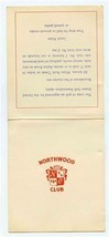 Northwood Club Golf Course Score Card 1960&#39;s - 1970&#39;s Dallas Texas  - £13.91 GBP