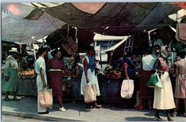 Floating Market Fruit Vendors with Shoppers Curacao Postcard - £5.87 GBP