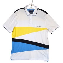 Navtech by Nautica Men&#39;s L Colorblock Polo Shirt, White Blue Yellow Coas... - $30.00